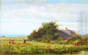 La Fenaison En Bord De Mer by Emile Charles Lambinet
