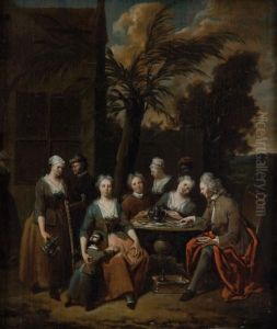 Scena Galante All'esterno Di Una Casa by Jean Baptiste Lambrecht