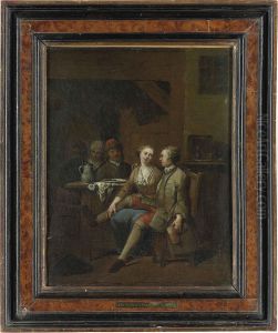 A Couple Eating And Drinking In An Interior by Jan Baptist Lambrechts