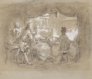 Galante Assemblee Dans Une Loge De Theatre by Eugene Louis Lami