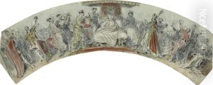 Design For A Fan; The Birth Of King Edward Vii by Eugene Louis Lami