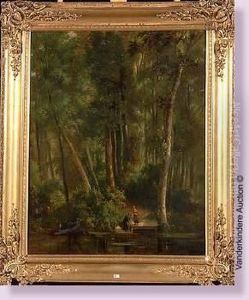 Les Lavandieres En Foret by Jean-Pierre-Francois Lamoriniere
