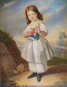 Portret Dziewczynki Z Lalka by Franciszek Lampi