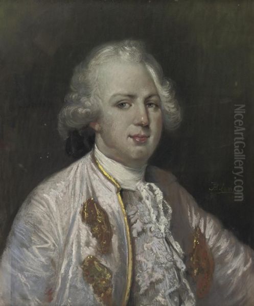 A Portrait Of A Gentleman, Half-length, Possibly King Louis Xvi, Wearing A Jacket Decorated With White Lace - view 1