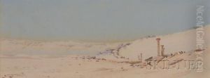 Desert Landscape With Ruins And Figures by Augustus Osborne Lamplough