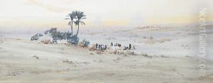 'the Pyramids From The North'; 'ruins Near Luxor' by Augustus Osborne Lamplough