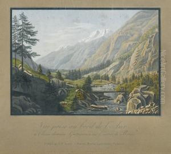 "vue Prise Au Bord De L'aar A 1/4 Lieue Derriereguttannen Au Canton De Berne" - view 1
