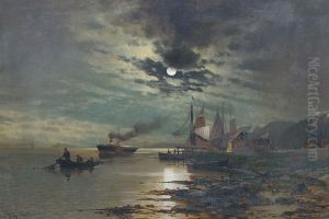 Kustenszenerie Im Mondlicht by Ludwig Lanckow