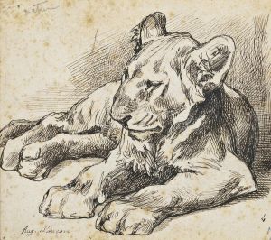 Study Of A Lion Cub by Auguste Lancon