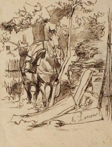 Etude De Cheval by Auguste Andre Lancon
