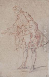 A Standing Gentleman, Holding A Tricorn Hat by Nicolas Lancret