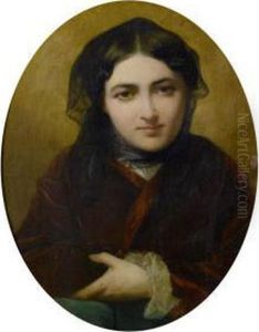 Portrait Of A Young Lady by Charles Zacharie Landelle