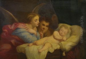Angels Adoring The Christ Child by Charles Zacharie Landelle