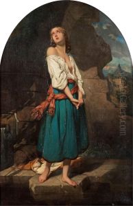 Young Woman In A Landscape by Charles Zacharie Landelle