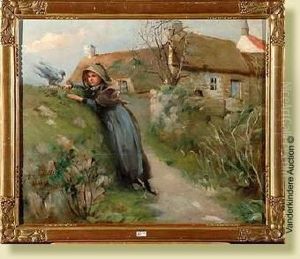 Jeune Fille A L'oiseau by Georges Landelle