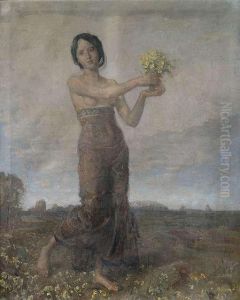 Young Girl With A Bouquet Of Flowers As An Allegory Of Spring Young Girl With A Bouquet Of Flowers As An Allegory Of Spring