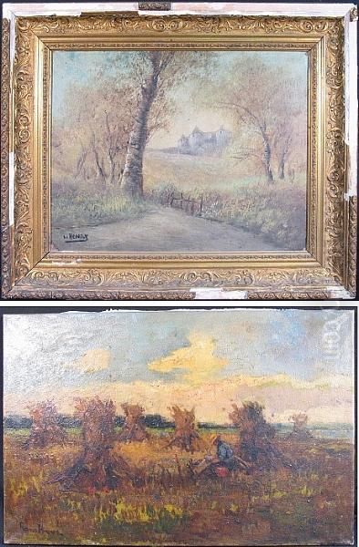 A Country Road; A Man In A Hayfield - view 1