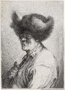 Brustbild Eines Mannes Mit Pelzmutze Im Profil by Ferdinand Landerer