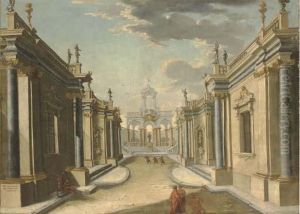 An Architectural Fantasy With The Daughters Of Minyas From Ovid's Metamorphoses by Antonio G. Landi