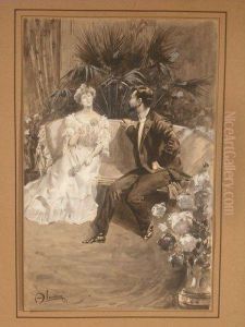 Scene Galante Au Jardin D'hiver by Andrea Landini