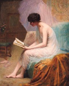 A Young Beauty Reading by Louise Amelie Landre