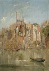 The Mahomeden Temple At Bissasir Ghat by George Landseer