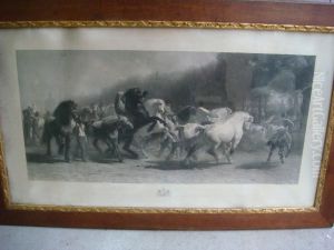 Thomas D'apres Rosa Bonheur Le Marche Aux Chevaux Aparis Gravure by Thomas Landseer
