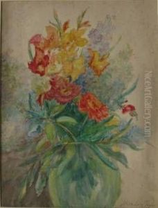 Bouquet In Green Vase by Emma Lane