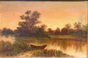 River Scene With Boat River Scene With Boat