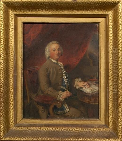 A Portrait Of William Turnor, Seated At A Writing Table, With Red Curtain Beyond - view 1