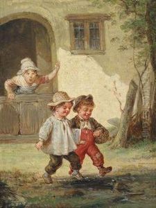 Twoscenes From Childhood by Francois Louis Lanfant de Metz