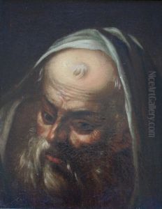 Draped Head Of Bearded Man by Giovanni Lanfranco