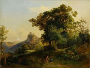 Romanticka Krajina S Figuralnoustafazou by Rudolf Lang