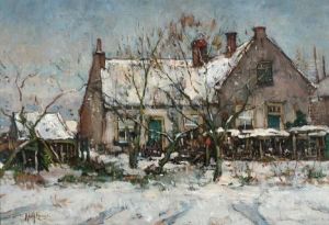 Boerderij In De Winter by Adolf Lange