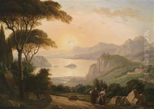 Southern Landscape With Decorative Figures In The Foreground by Antoni Lange