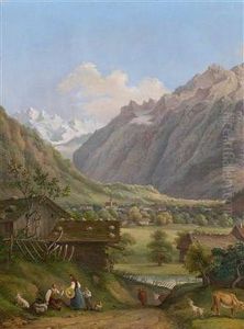 Rast Des Hirten In Weiter Schweizer Berglandschaft