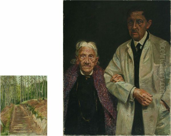 Forest Scenery And Portrait Of Aage Thune Jacobsen With His Mother Vilhelmine - view 1