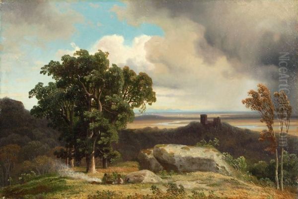 Felslandschaft Mitburg Und Figurenstaffage - view 1