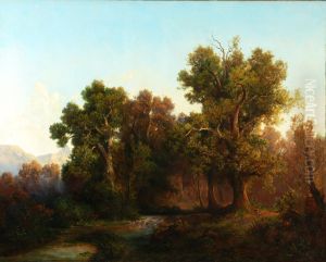 Paesaggio Boschivo Con Montagna Sullo Sfondo by Julius Lange