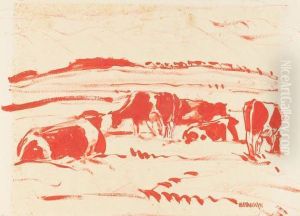 Kuhe Auf Der Weide by Otto Lange