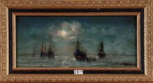 Le Retour Des Pecheurs Au Crepuscule by Charles Langenbick