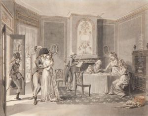 Interior With Elegant Company by Dirck Langendijk