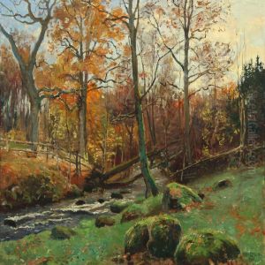 Scenery From An Autumn Forest by Olaf Viggo Peter Langer