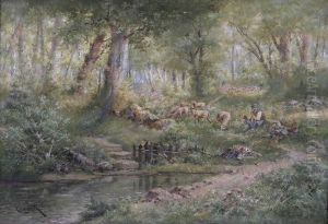""moutons En Foret"" by Henri Langerock