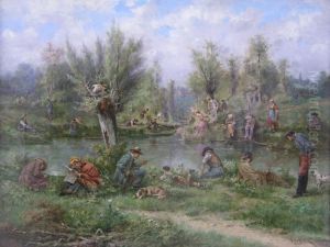La Partie De Peche by Henri Langerock