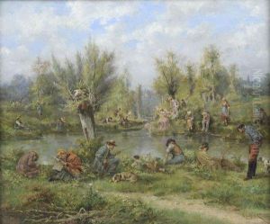 Repos Au Bord De La Riviere by Henri Langerock