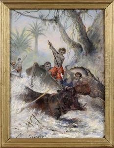 La Chasse A L'hippopotame by Henri Langerock