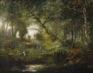 Cigognes En Foret by Henri Langerock