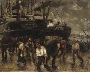 Activity In A Harbour by Frans Langeveld