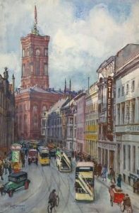 Spandauer Strasse Mit Blick Auf Das Rote Rathaus